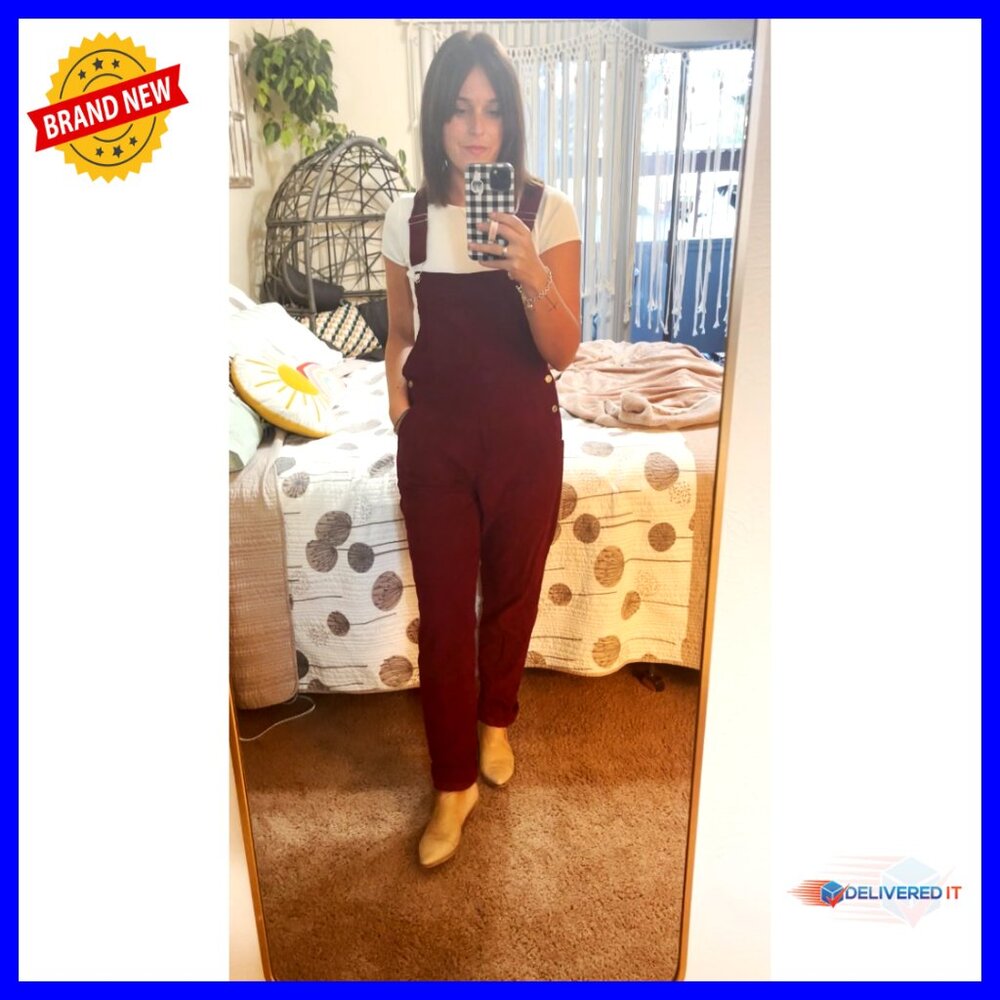 Corduroy Overalls with Adjustable Straps and Pockets, Women's Fashion Jumpsuit - Picture 7 of 7